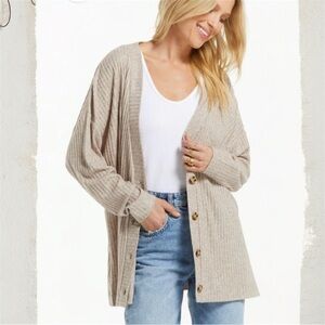 Z Supply Beige Button-Up Cardigan